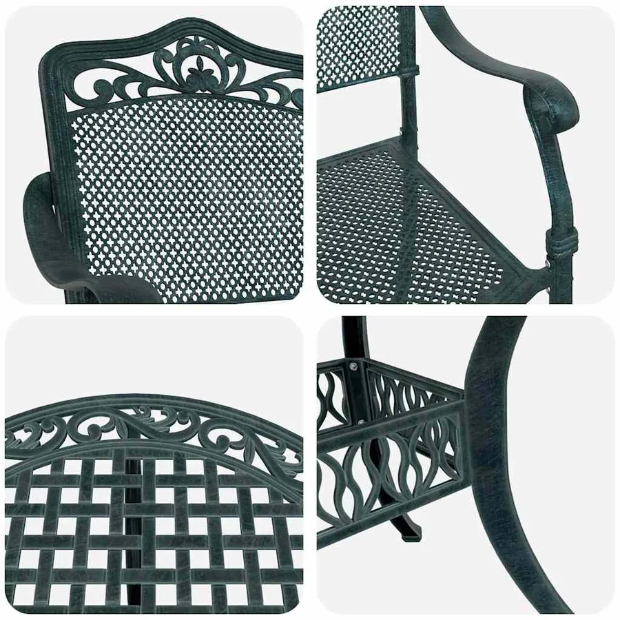 Ensemble de salle à manger pour jardin 5 pcs Vert Aluminium - 11