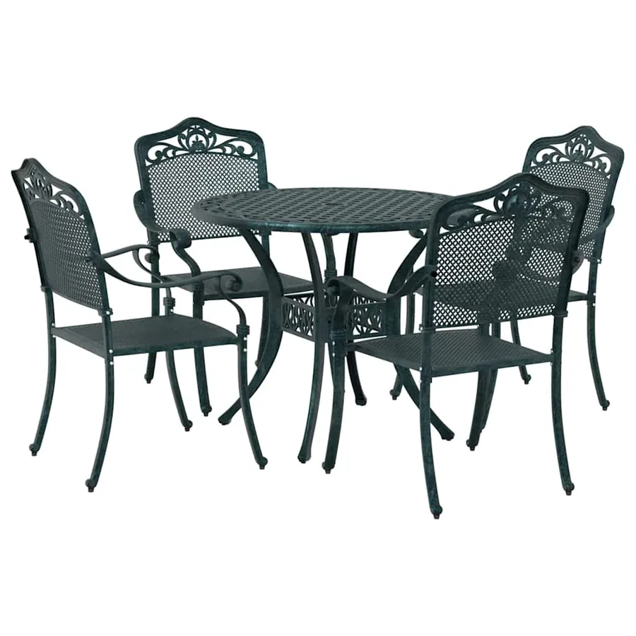 Ensemble de salle à manger pour jardin 5 pcs Vert Aluminium - 2