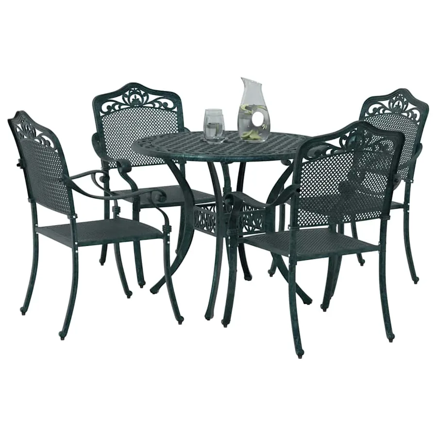 Ensemble de salle à manger pour jardin 5 pcs Vert Aluminium - 3