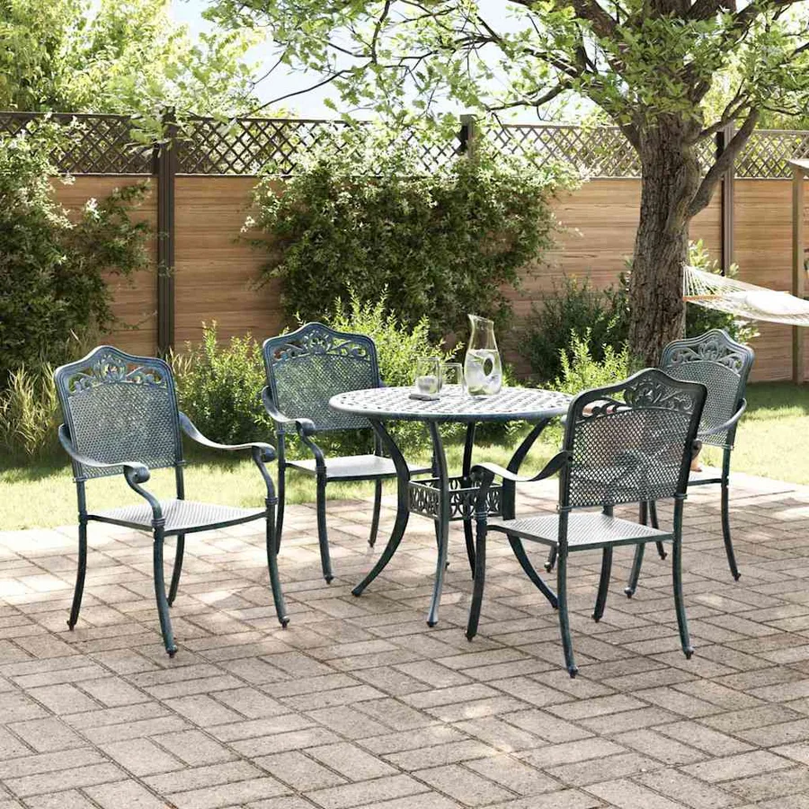 Ensemble de salle à manger pour jardin 5 pcs Vert Aluminium - 4