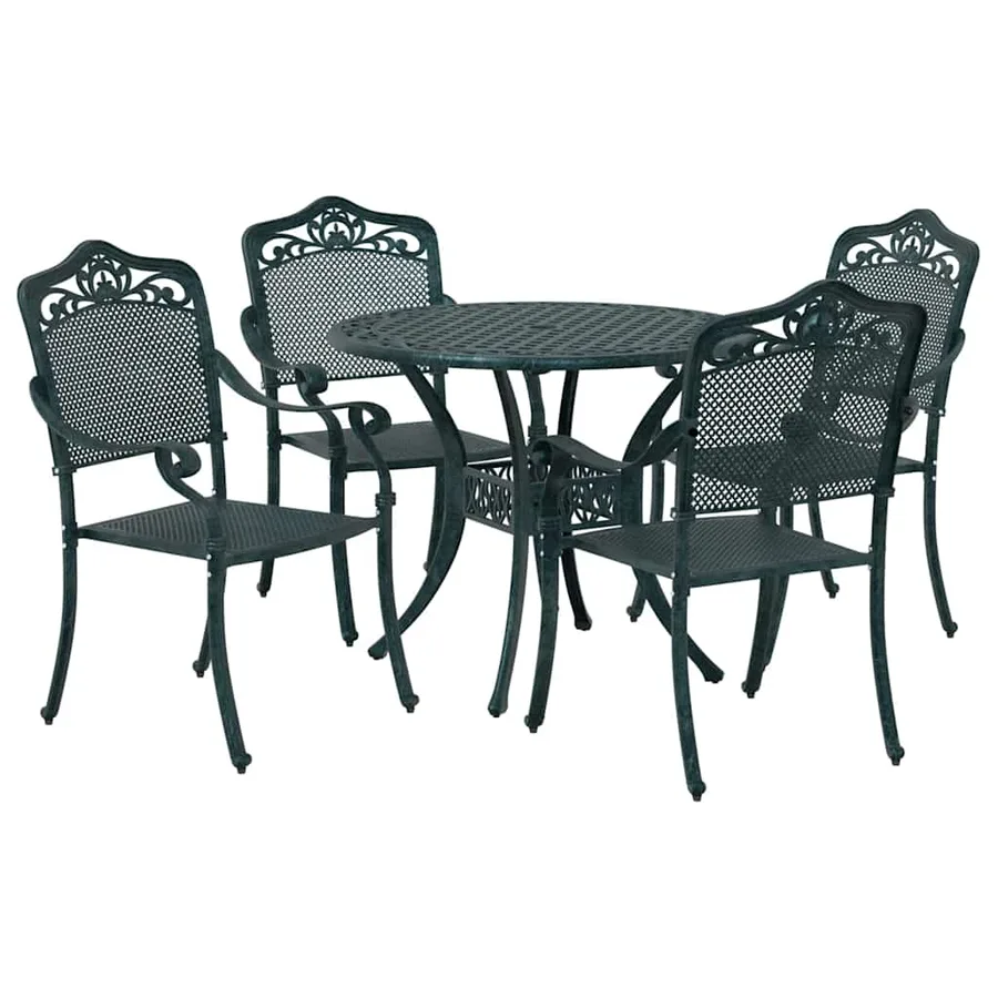 Ensemble de salle à manger pour jardin 5 pcs Vert Aluminium - 7