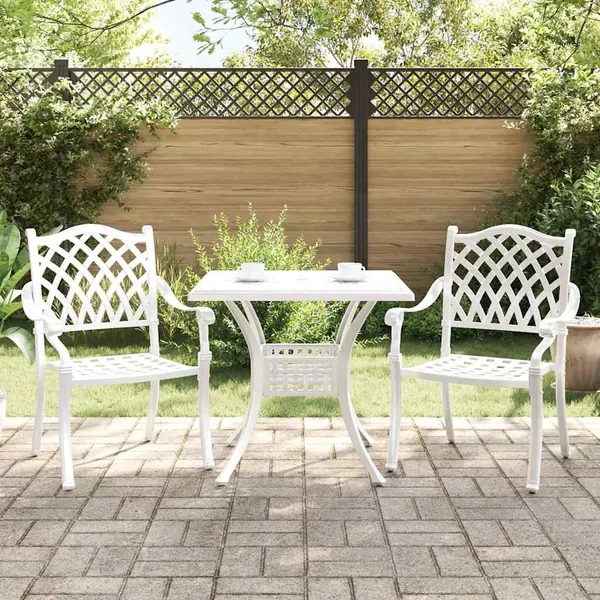Ensemble de tables de jardin 3 pcs Blanc Aluminium coulé