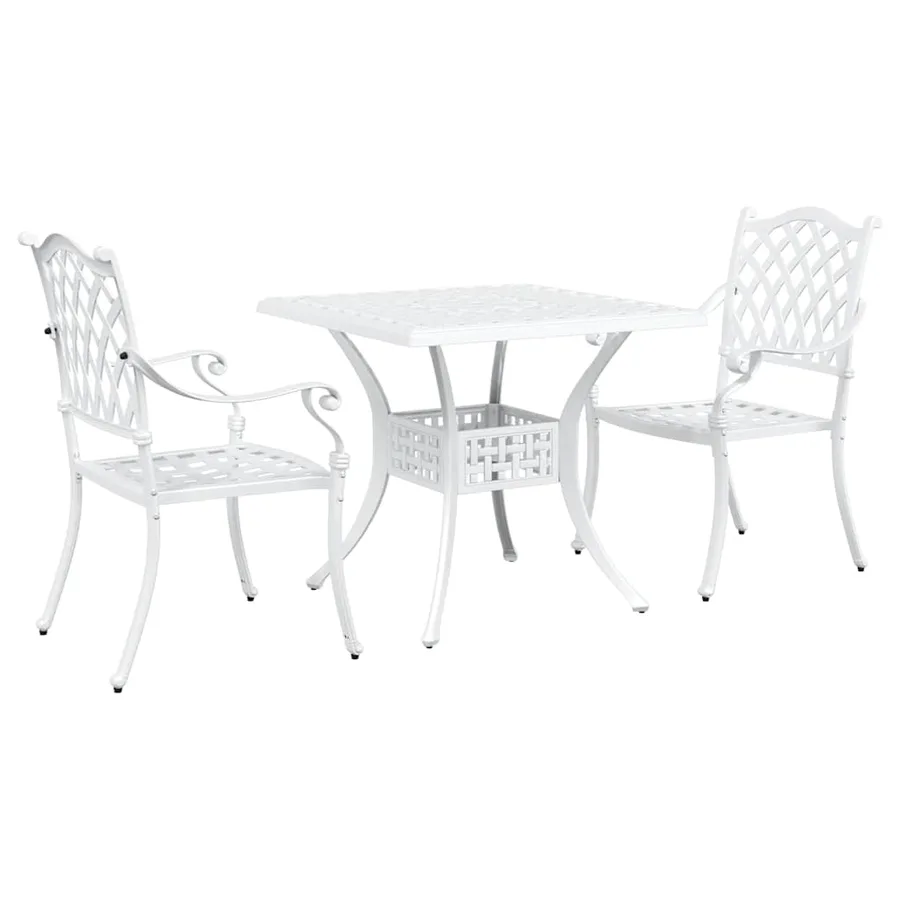 Ensemble de tables de jardin 3 pcs Blanc Aluminium coulé - 2