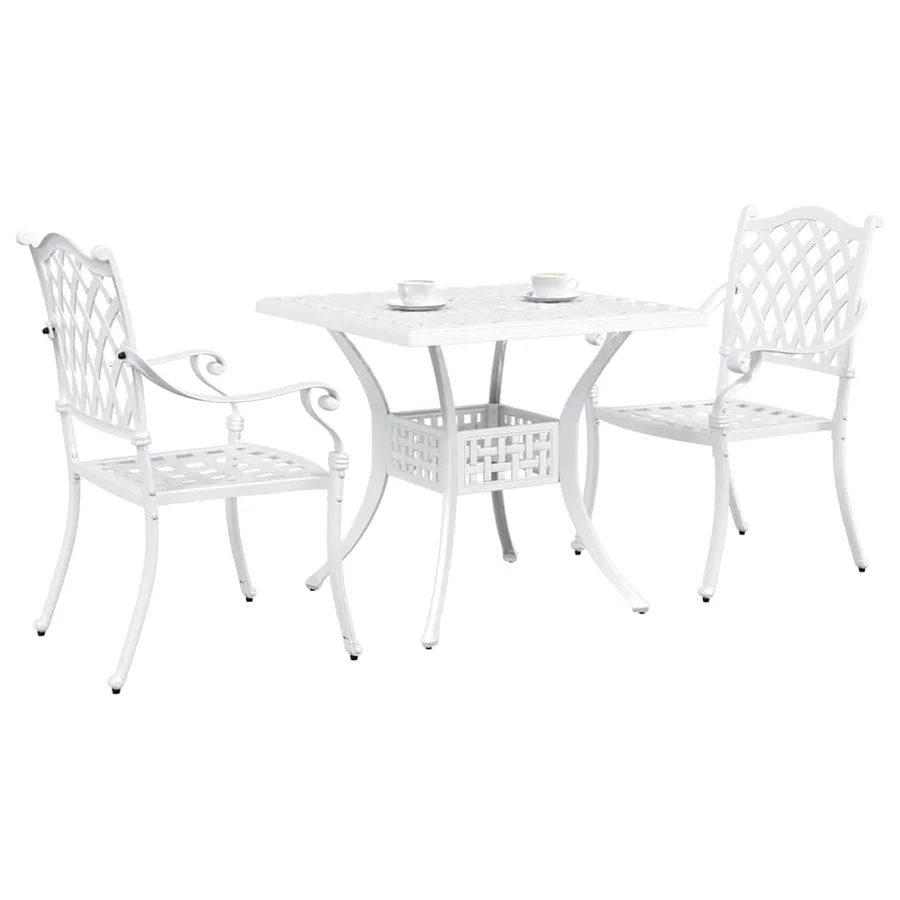 Ensemble de tables de jardin 3 pcs Blanc Aluminium coulé - 3