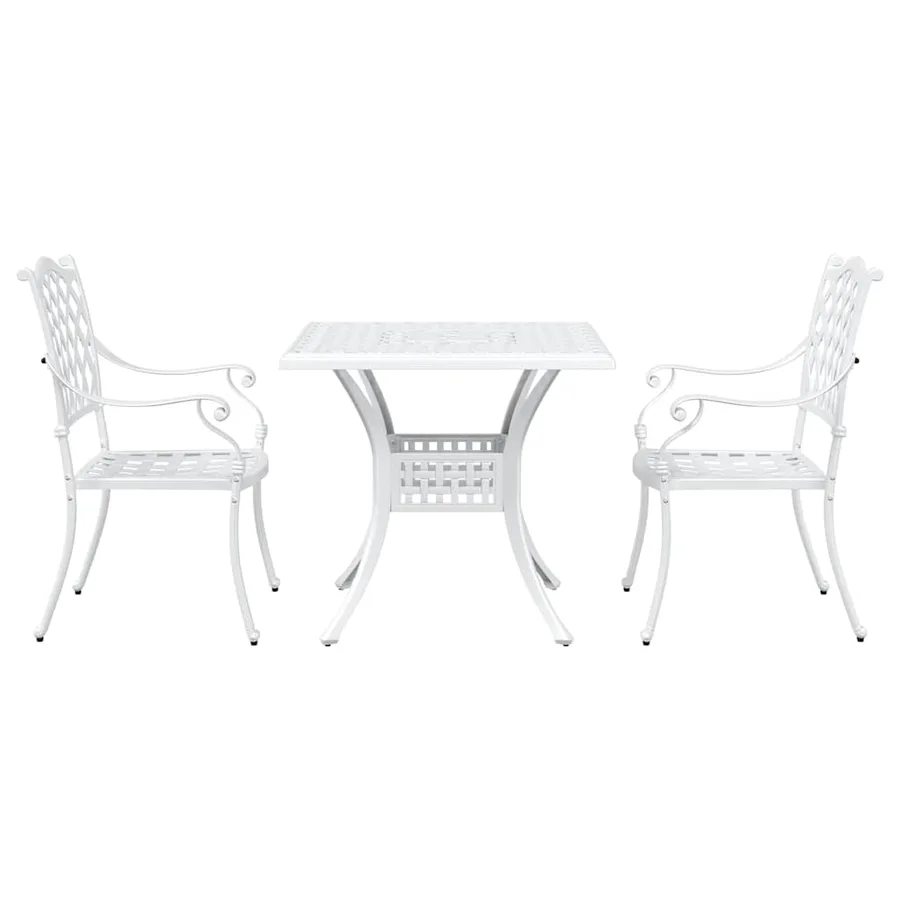 Ensemble de tables de jardin 3 pcs Blanc Aluminium coulé - 6