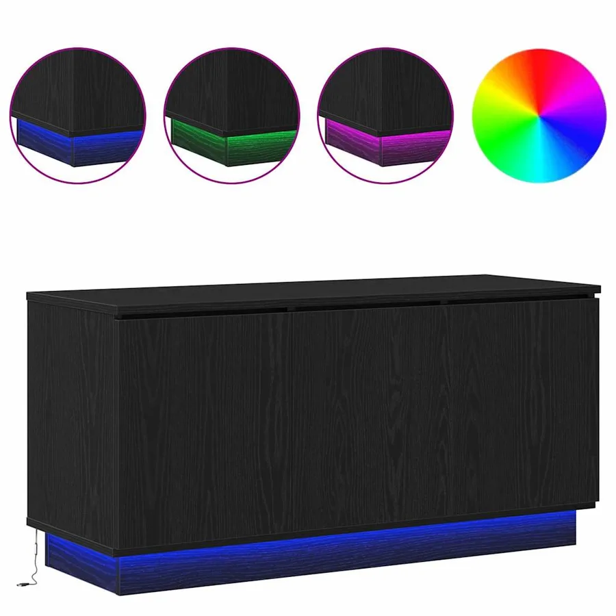 Meuble TV Chêne noir 100 x 38 x 49 cm Bois d'ingénierie - 4