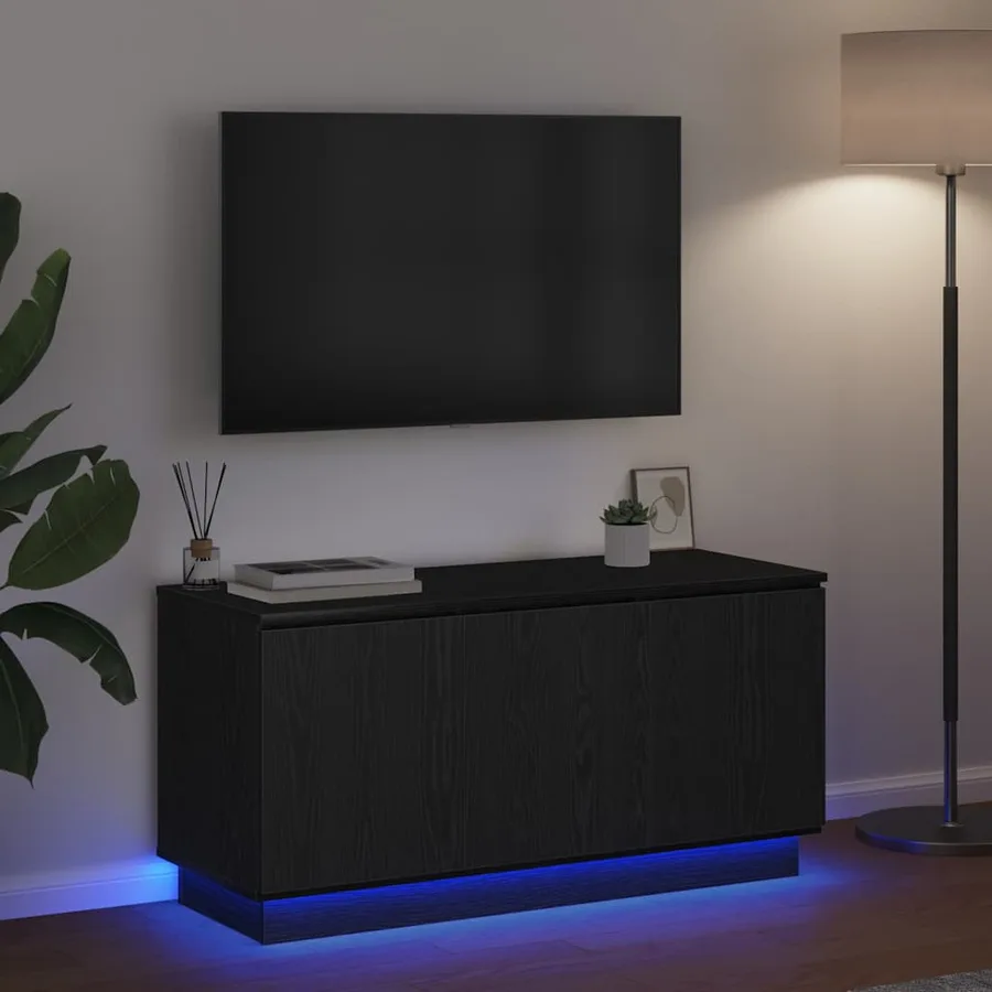 Meuble TV Chêne noir 100 x 38 x 49 cm Bois d'ingénierie - 5