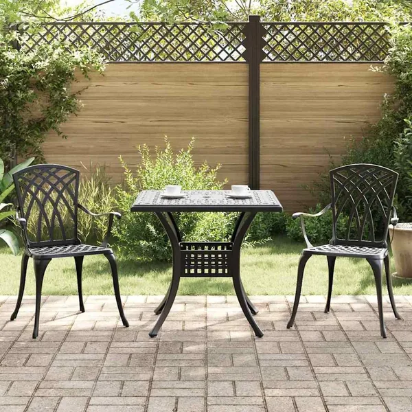Ensemble de tables de jardin 3 pcs Noir Aluminium coulé