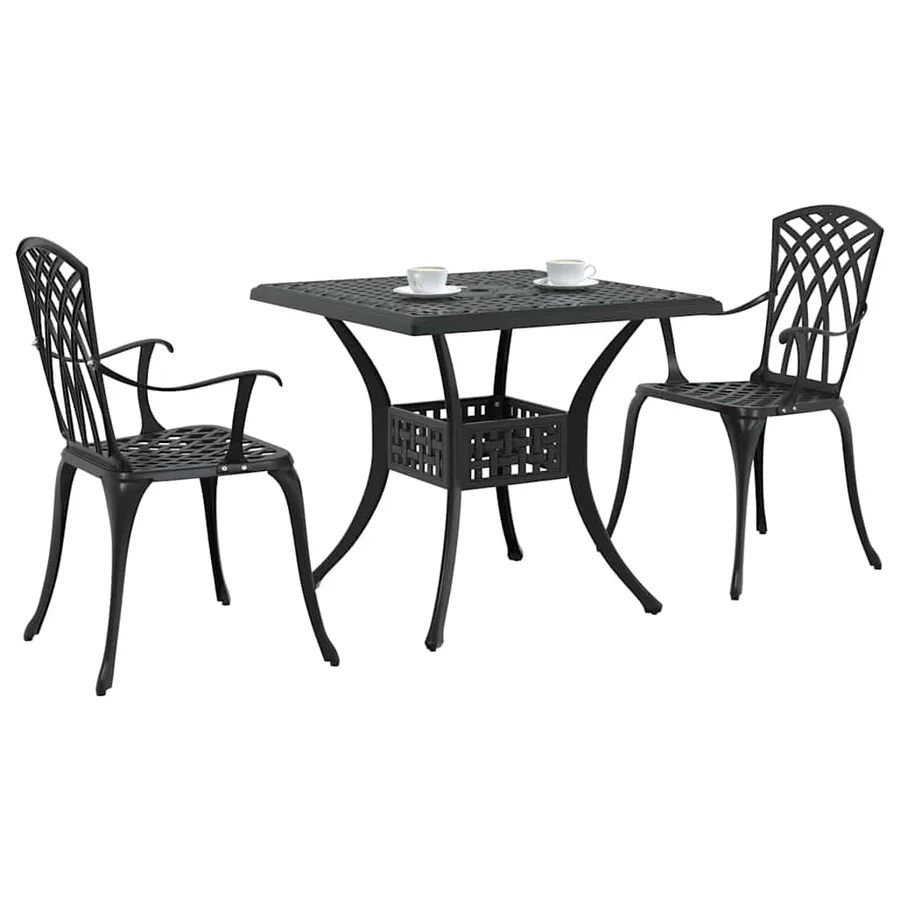 Ensemble de tables de jardin 3 pcs Noir Aluminium coulé - 3