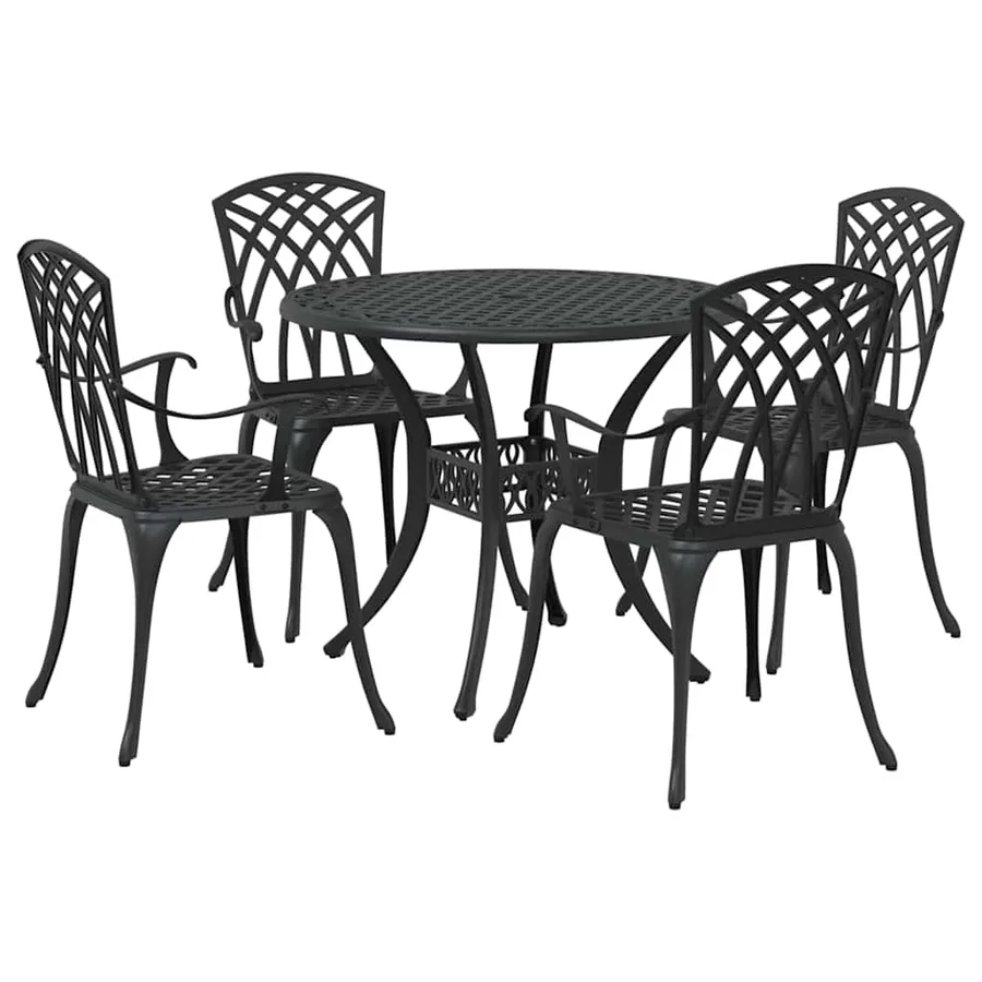 Ensemble de salle à manger pour jardin 5 pcs Noir Aluminium - 2