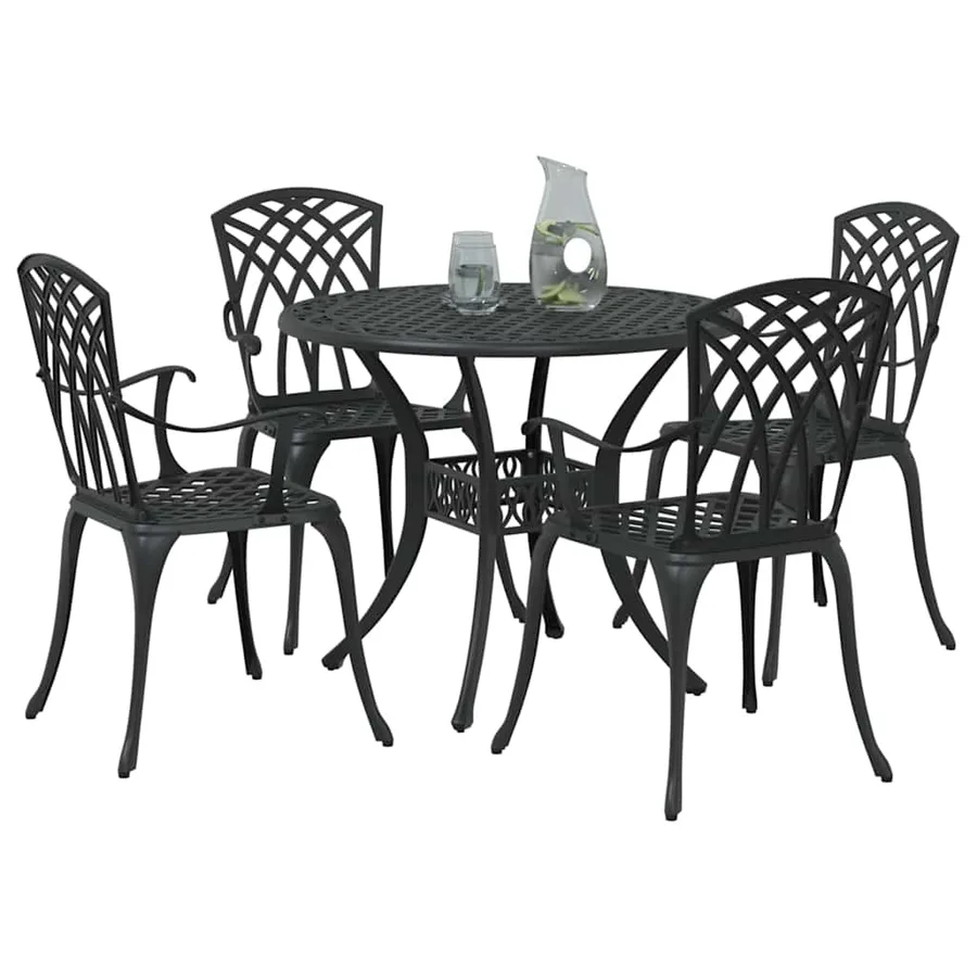 Ensemble de salle à manger pour jardin 5 pcs Noir Aluminium - 3