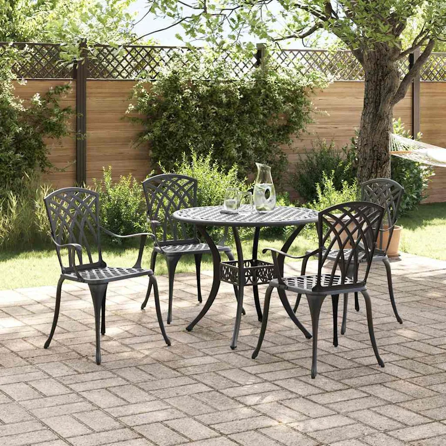 Ensemble de salle à manger pour jardin 5 pcs Noir Aluminium - 4