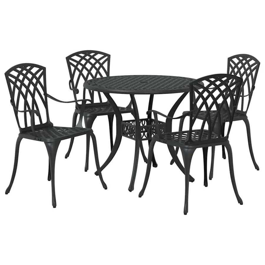 Ensemble de salle à manger pour jardin 5 pcs Noir Aluminium - 7