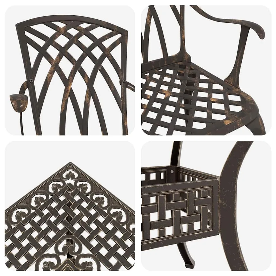 Ensemble de tables de jardin 5 pcs Bronze Aluminium coulé - 11