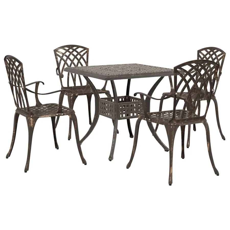 Ensemble de tables de jardin 5 pcs Bronze Aluminium coulé - 2