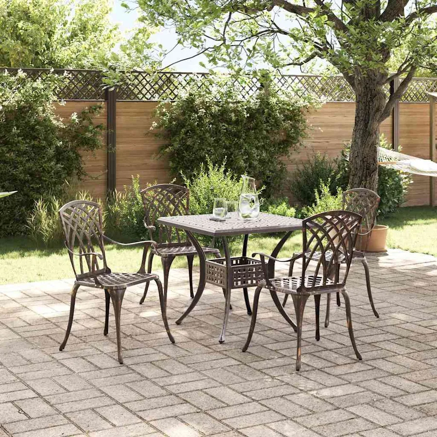 Ensemble de tables de jardin 5 pcs Bronze Aluminium coulé - 4