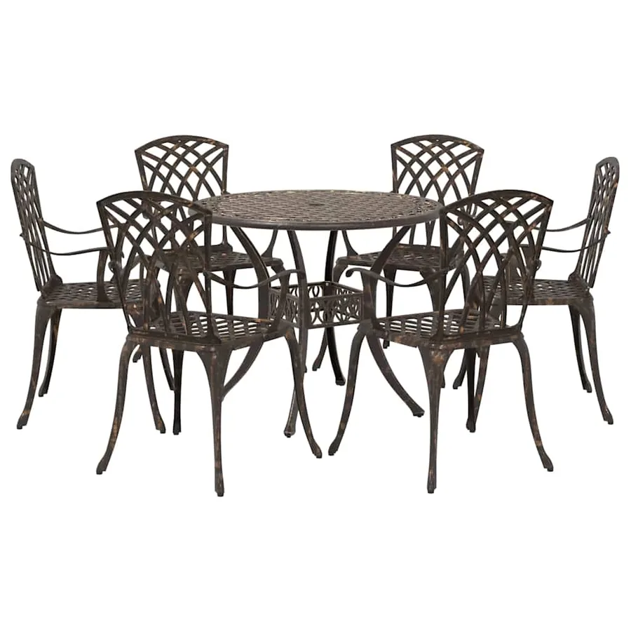 Ensemble de salle à manger pour jardin 7 pcs Bronze Aluminium - 2