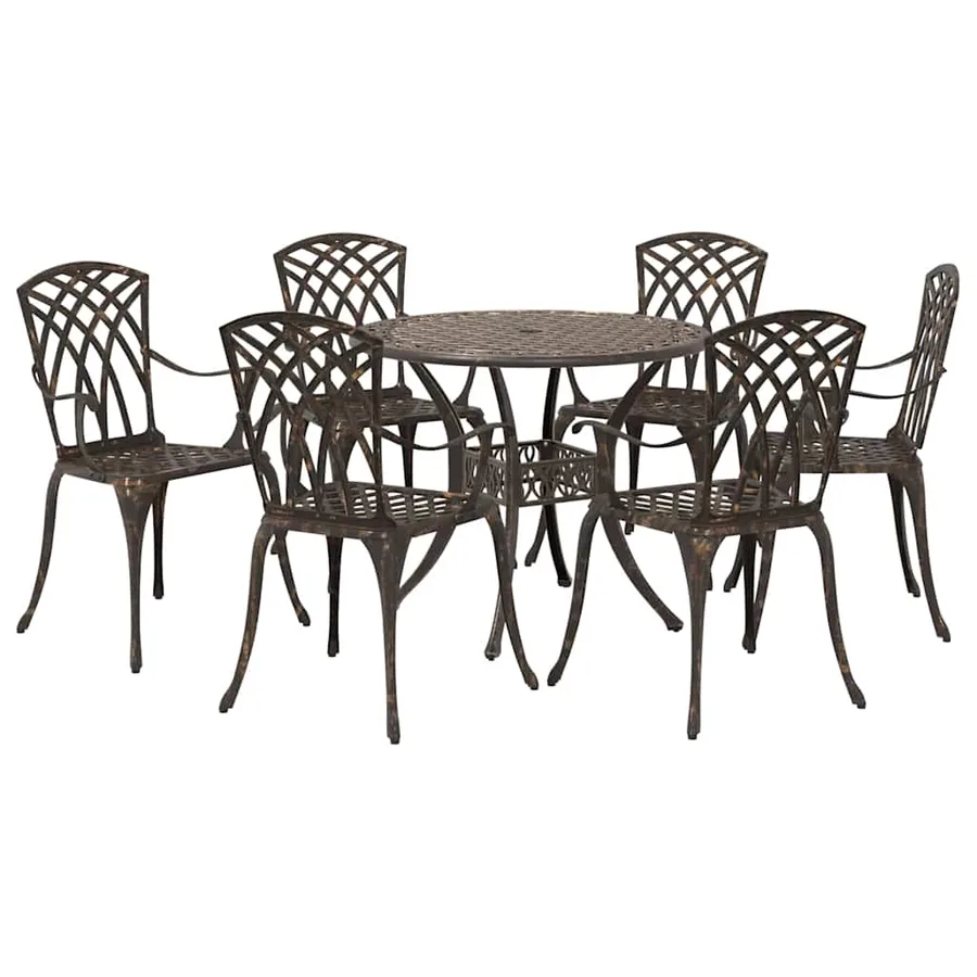 Ensemble de salle à manger pour jardin 7 pcs Bronze Aluminium - 7