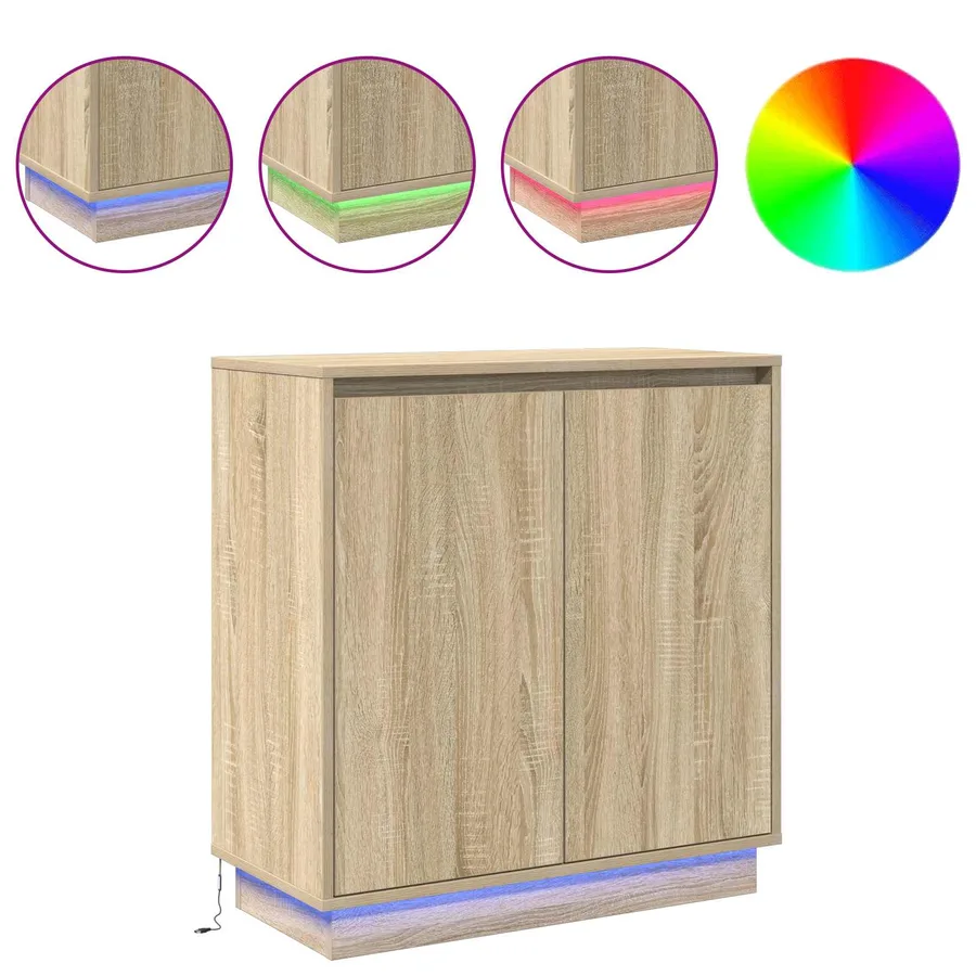 Buffet LED Chêne Sonoma 71 x 34,5 x 75 cm Bois d'ingénierie - 4