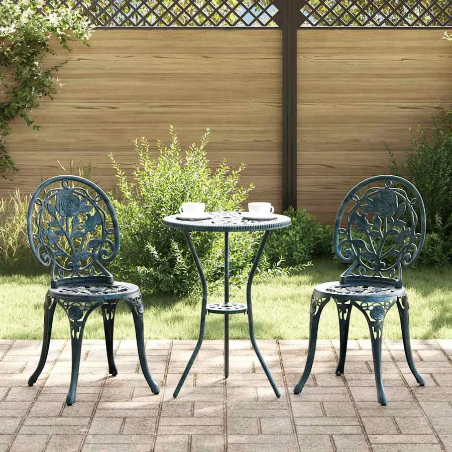 Ensemble bistro de jardin 3 pcs Vert Aluminium