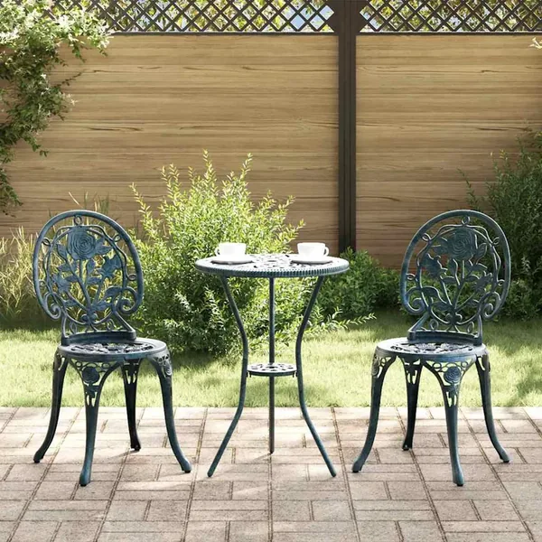 Ensemble bistro de jardin 3 pcs Vert Aluminium
