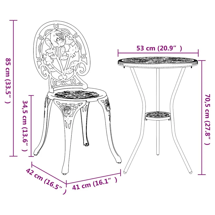 Ensemble bistro de jardin 3 pcs Vert Aluminium - 13