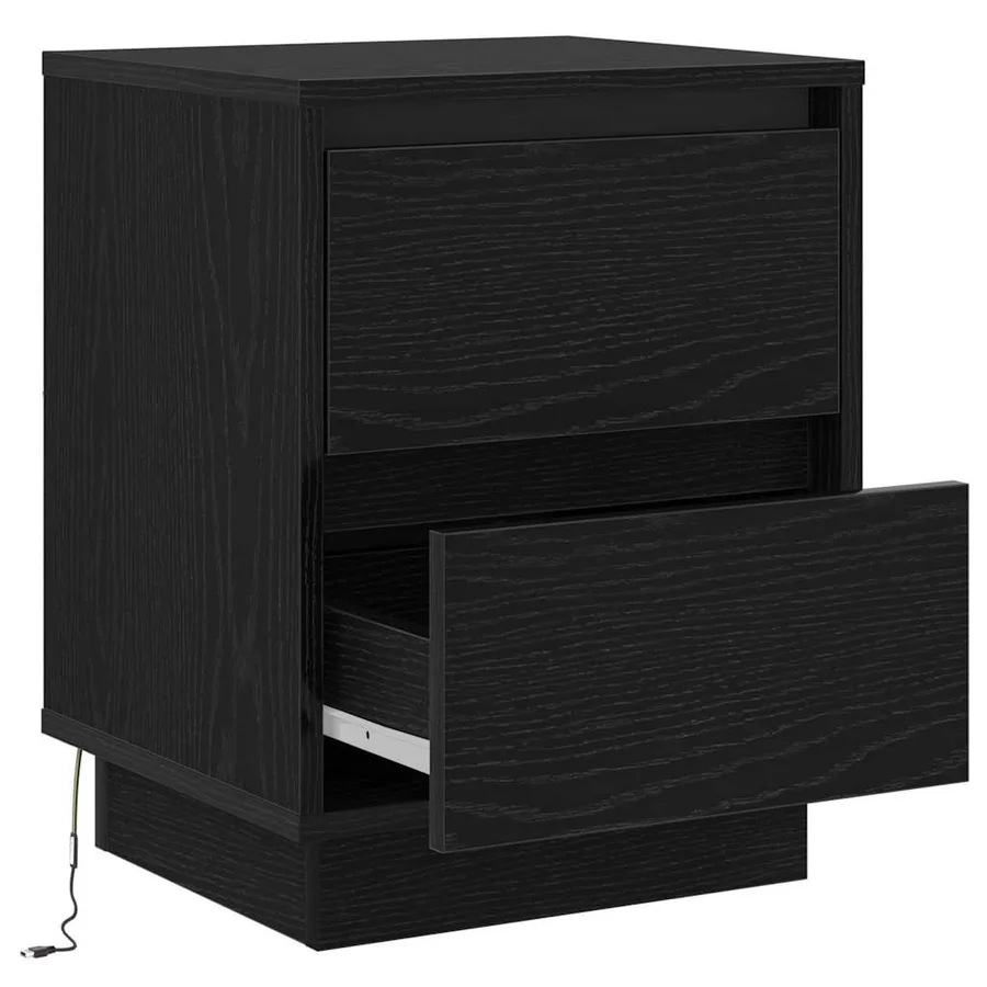 Cabinet de chevet avec tiroir Chêne noir 39 x 34,5 x 50 cm - 7