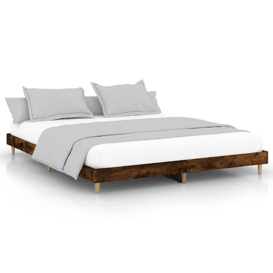 Cadre de lit sans matelas chêne fumé 120x200 cm bois ingénierie - 2