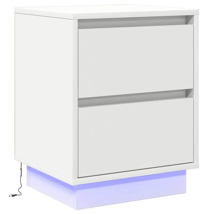 Cabinet de chevet Blanc 39 x 34,5 x 50 cm Bois d'ingénierie - 2