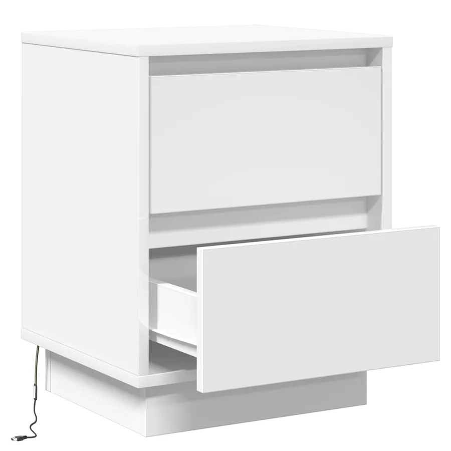 Cabinet de chevet Blanc 39 x 34,5 x 50 cm Bois d'ingénierie - 5