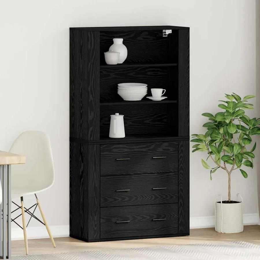 Haut Armoire Chêne noir 80 x 33 x 150 cm Bois d'ingénierie