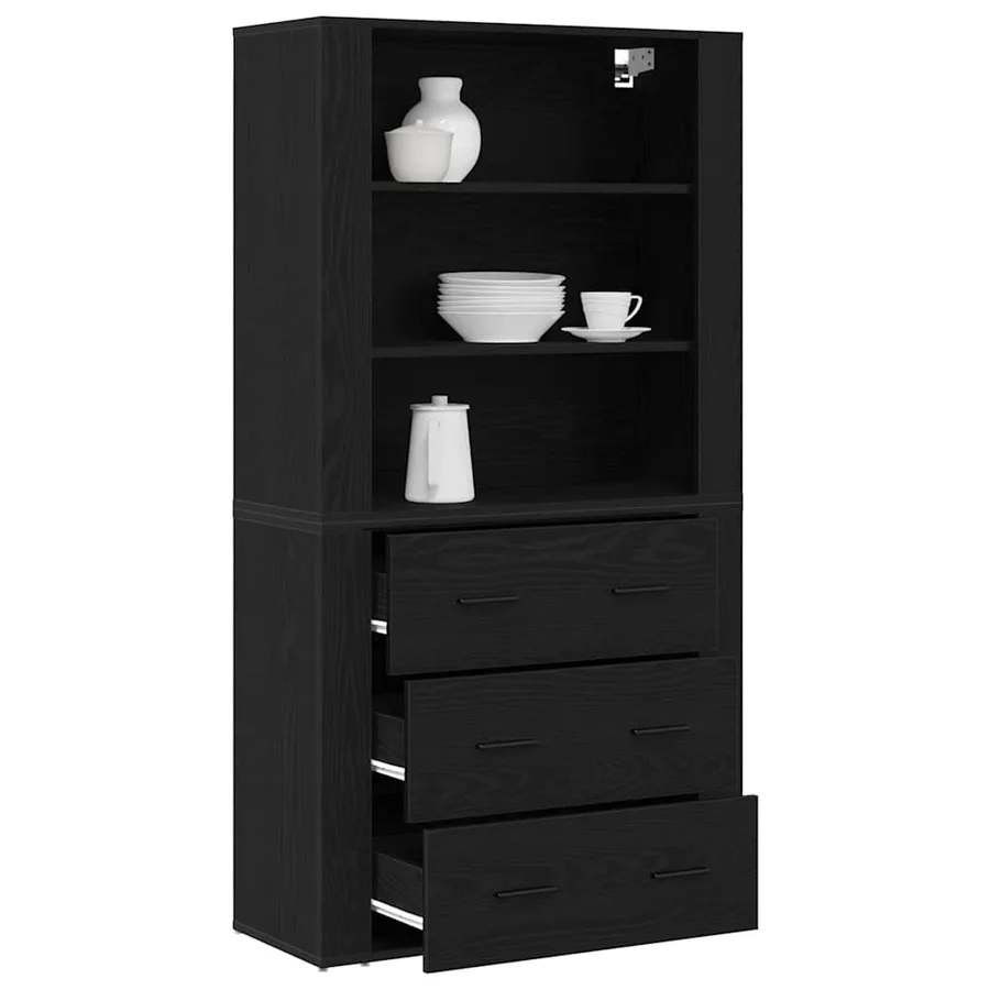 Haut Armoire Chêne noir 80 x 33 x 150 cm Bois d'ingénierie - 3