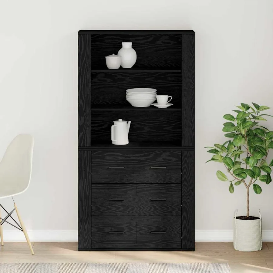 Haut Armoire Chêne noir 80 x 33 x 150 cm Bois d'ingénierie - 4