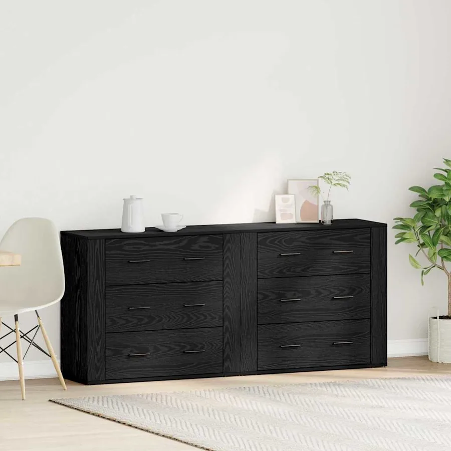 Buffet Chêne noir 160 x 33 x 70 cm Bois d'ingénierie