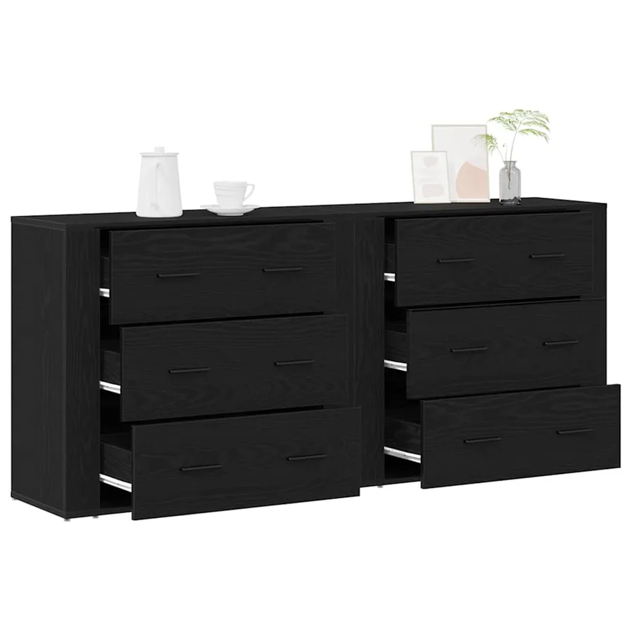 Buffet Chêne noir 160 x 33 x 70 cm Bois d'ingénierie - 3