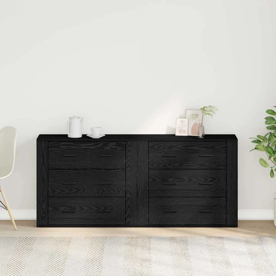 Buffet Chêne noir 160 x 33 x 70 cm Bois d'ingénierie - 4