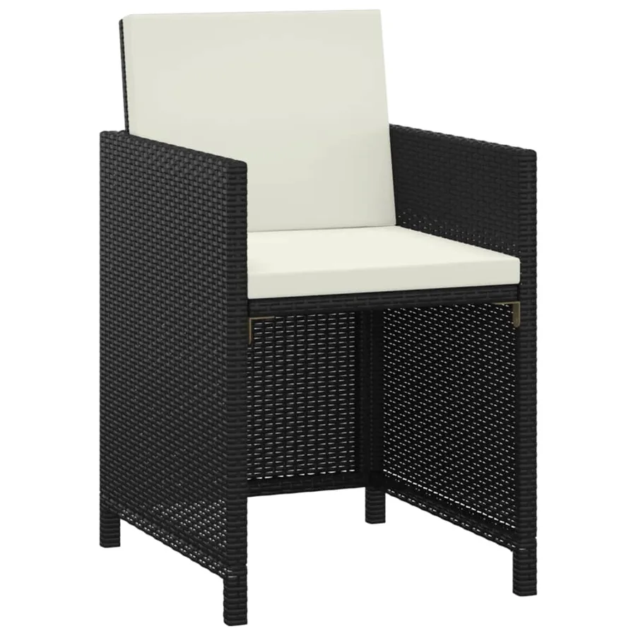 Ensemble à manger de jardin coussins 3pcs Résine tressée Noir - 3