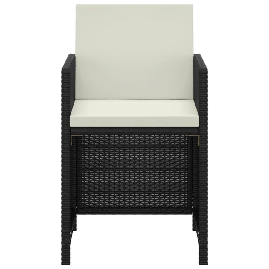 Ensemble à manger de jardin coussins 3pcs Résine tressée Noir - 4
