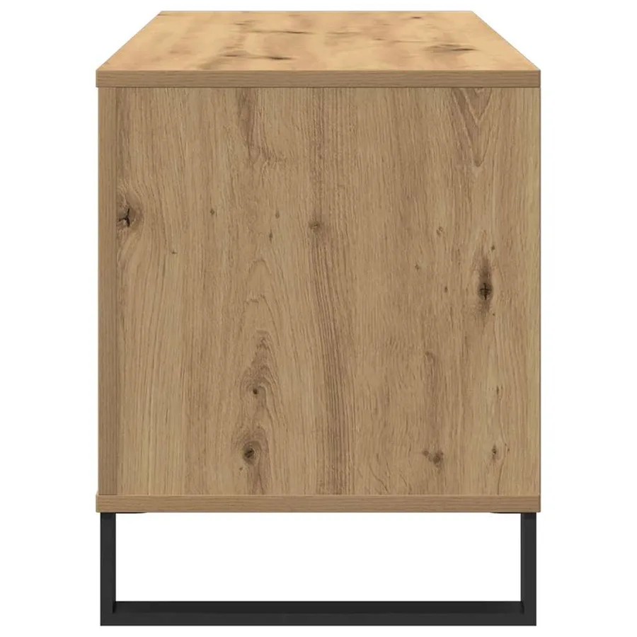 Meuble à vinyles chêne artisanal 100 x 38 x 48 cm - 6
