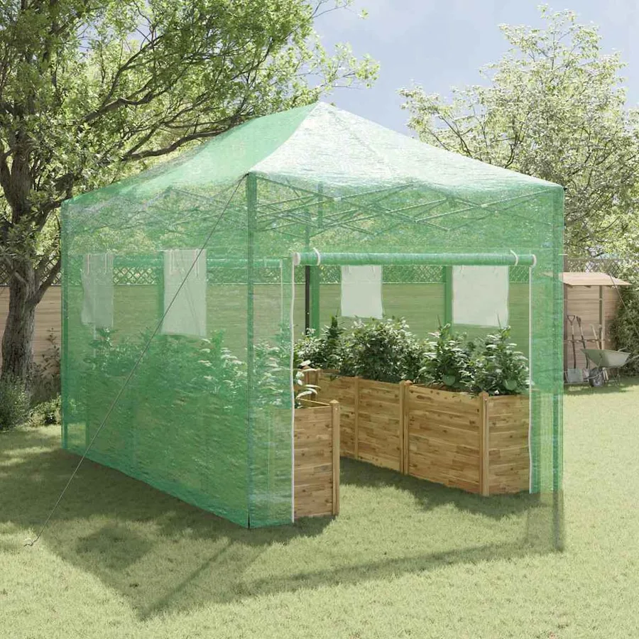 Serre avec cadre pop-up avec toit Vert 280 x 410 x 315 cm Fer - 3