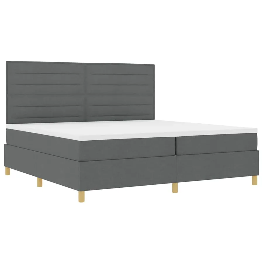 Lit à ressort LED avec matelas Gris foncé 200 x 200 cm tissu - 6