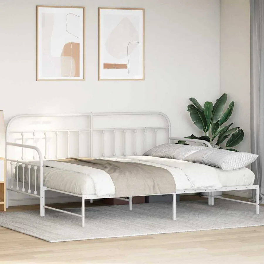Cadre de lit de jour Blanc 100 x 190 cm Acier enduit de poudre - 3