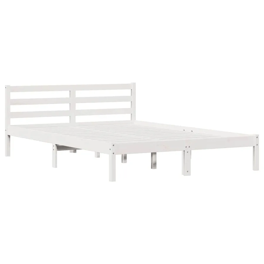 Cadre de lit Blanc 215,5 x 165,5 x 69,5 cm Bois de Pin Massif - 2