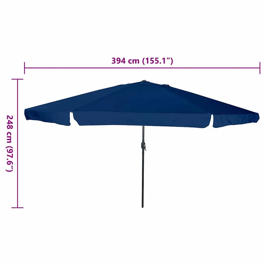 Parasol de jardin 394 x 394 x 248 cm Polyester et Acier Azur - 7