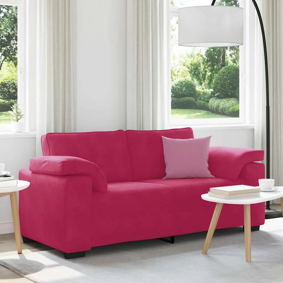 Canapé deux places rouge bordeaux 180 x 77 x 82 cm velours
