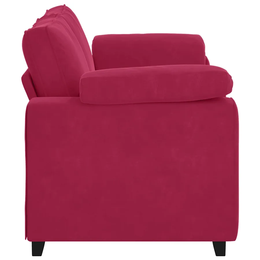 Canapé deux places rouge bordeaux 180 x 77 x 82 cm velours - 5