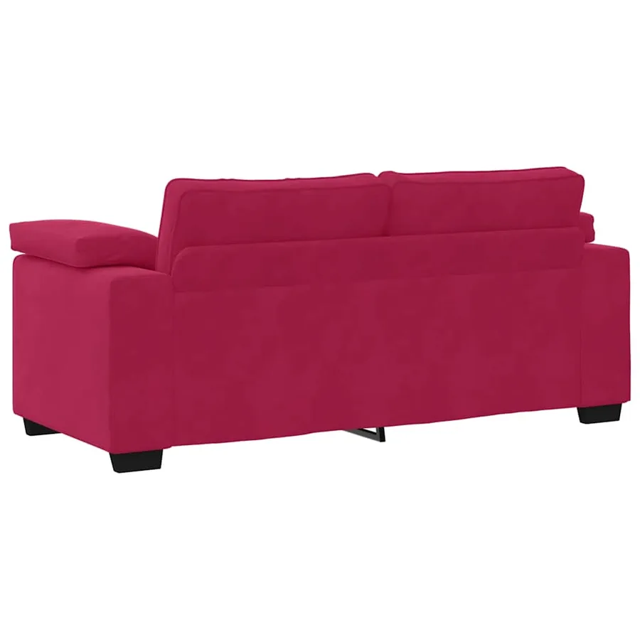 Canapé deux places rouge bordeaux 180 x 77 x 82 cm velours - 6