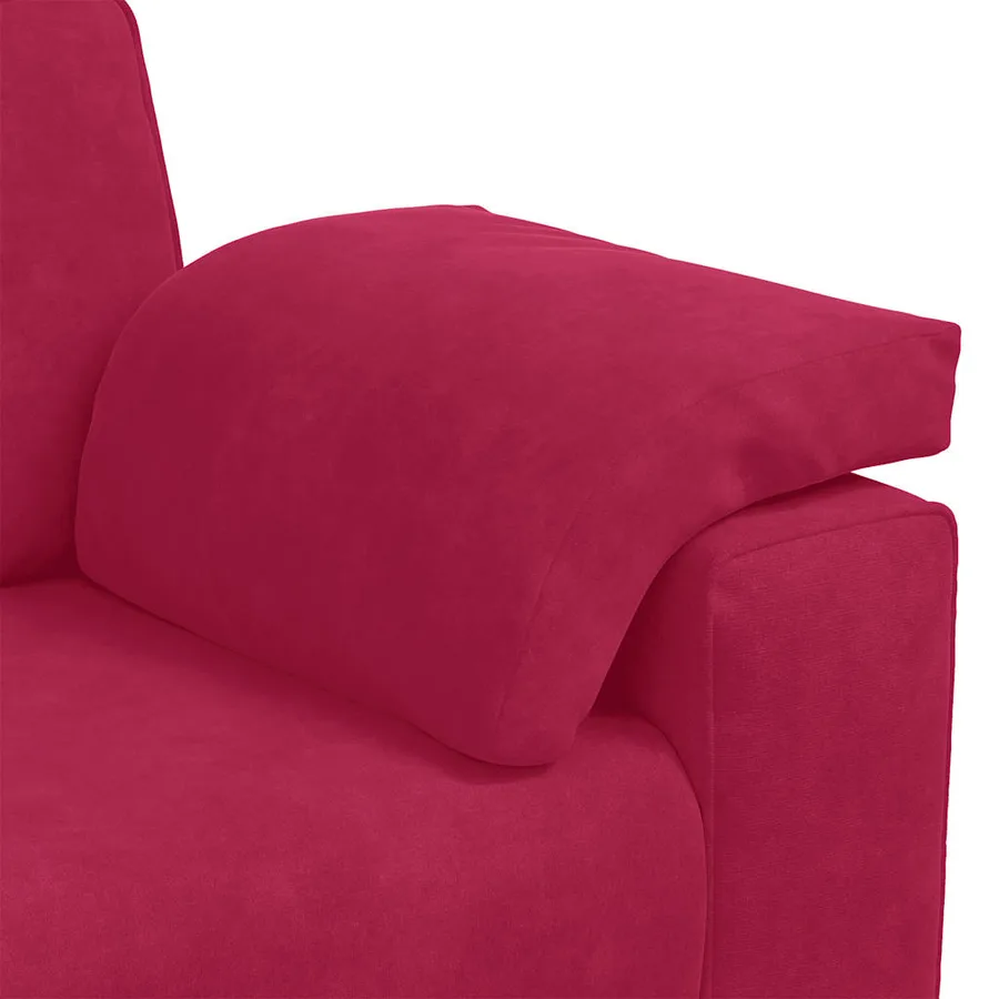 Canapé deux places rouge bordeaux 180 x 77 x 82 cm velours - 7