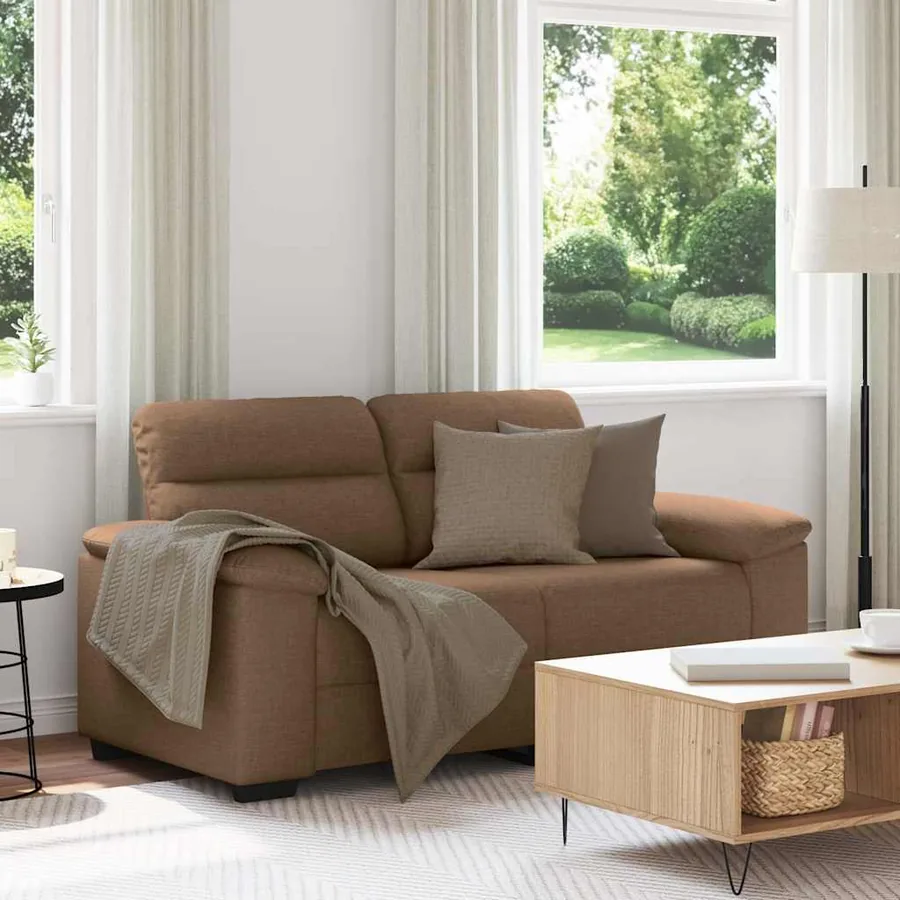 Canapé 2 places marron 160x81x84 cm en tissu