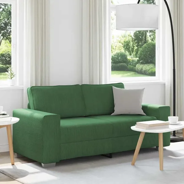 Canapé deux places vert foncé 180 x 77 x 82 cm en tissu velours côtelé